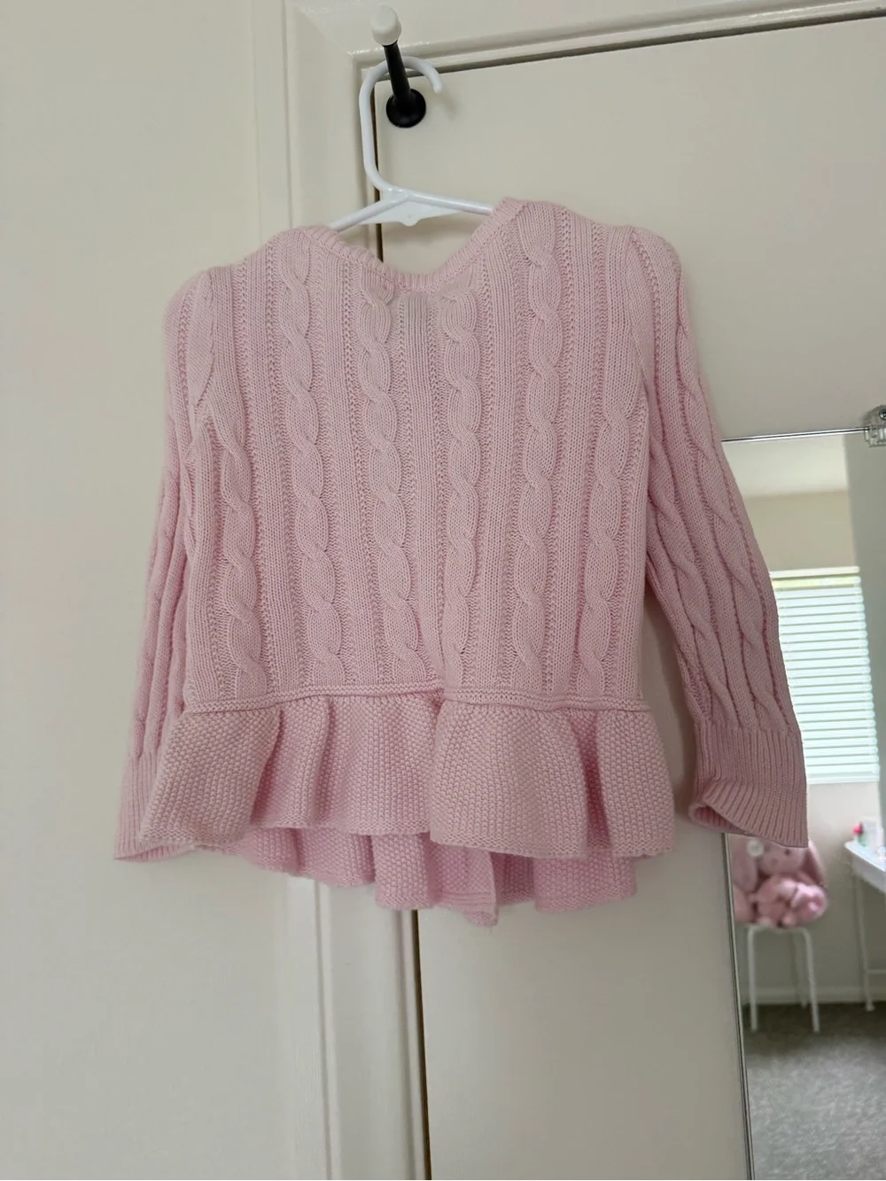 Polo by Ralph Lauren Baby Pink Cable-Knit Peplum Cardigan
